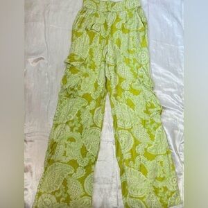 Urban Outfitters Green Paisley Trousers cargo pants wide leg silky